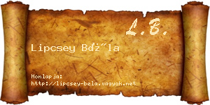 Lipcsey Béla névjegykártya